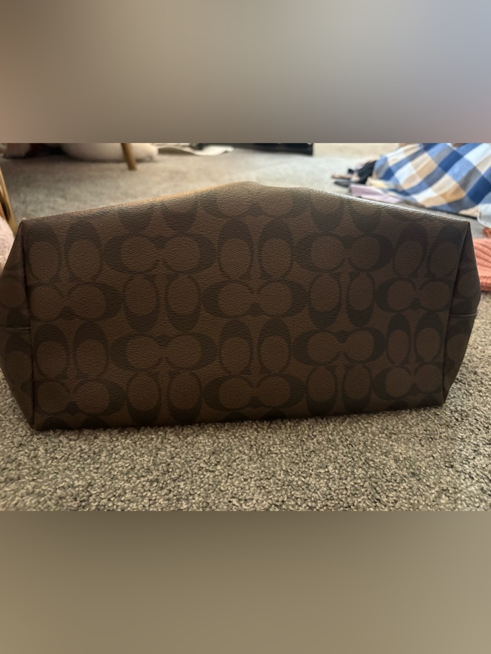 COACH Brown/Black Signature Canvas Tote - Picture 3 of 4